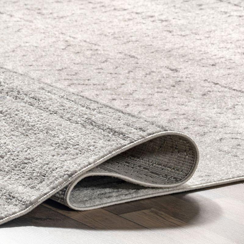 Gray Stripe Synthetic 5' x 7' Easy-Care Area Rug