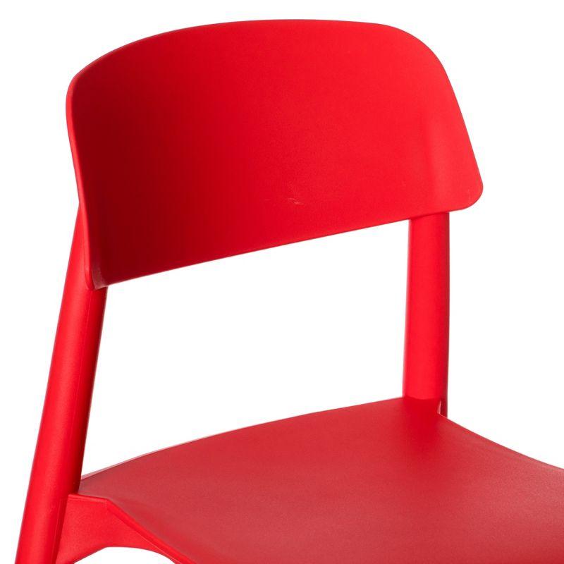 Fabulaxe Plastic Dining Chair Open Back with Beech Wood Legs, Red