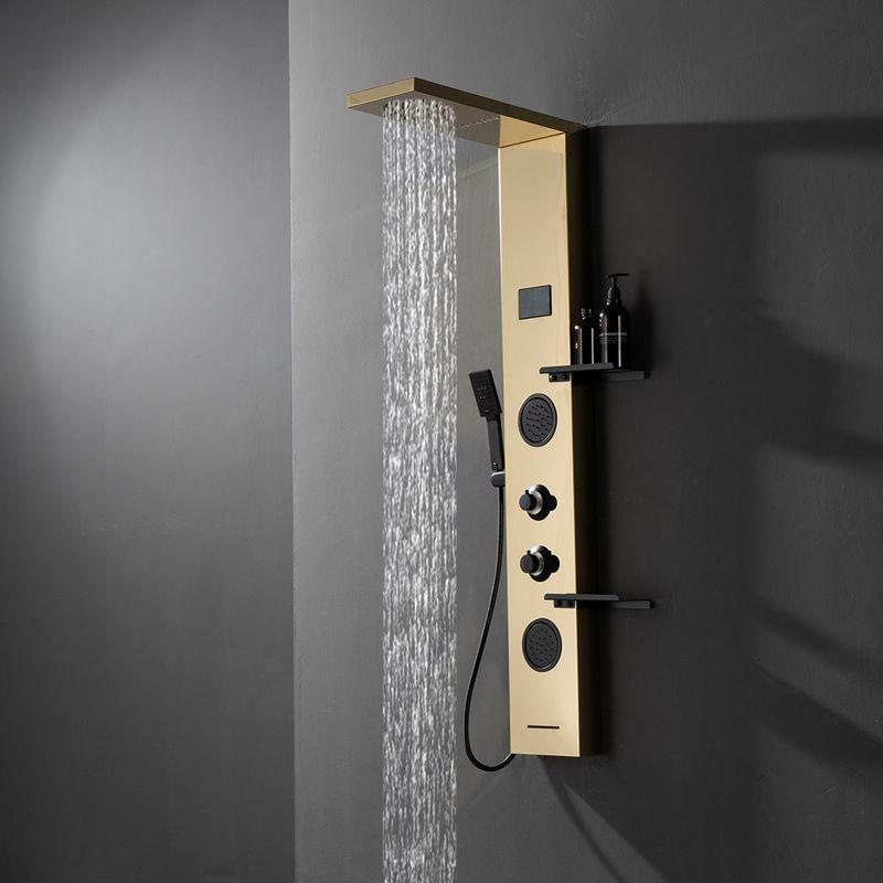 BWE 2-Jet Rainfall Shower Panel System with Rainfall Shower Head, Shelf, STub Spout and LED Light