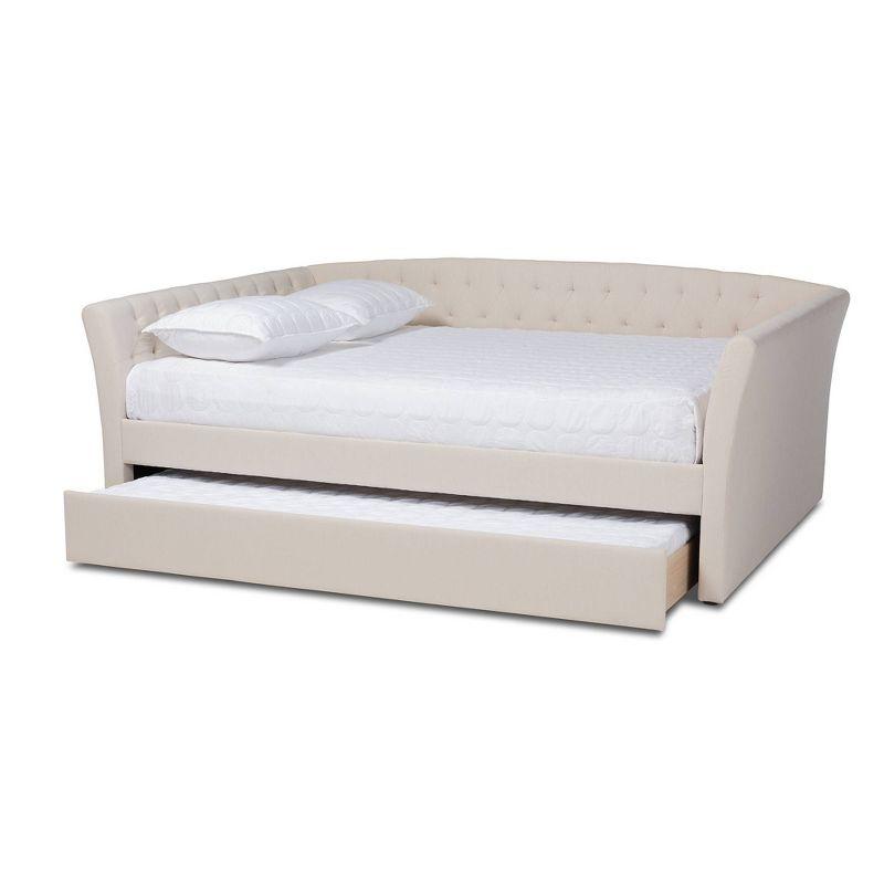 Delora Upholstered Daybed with Trundle Beige - Baxton Studio