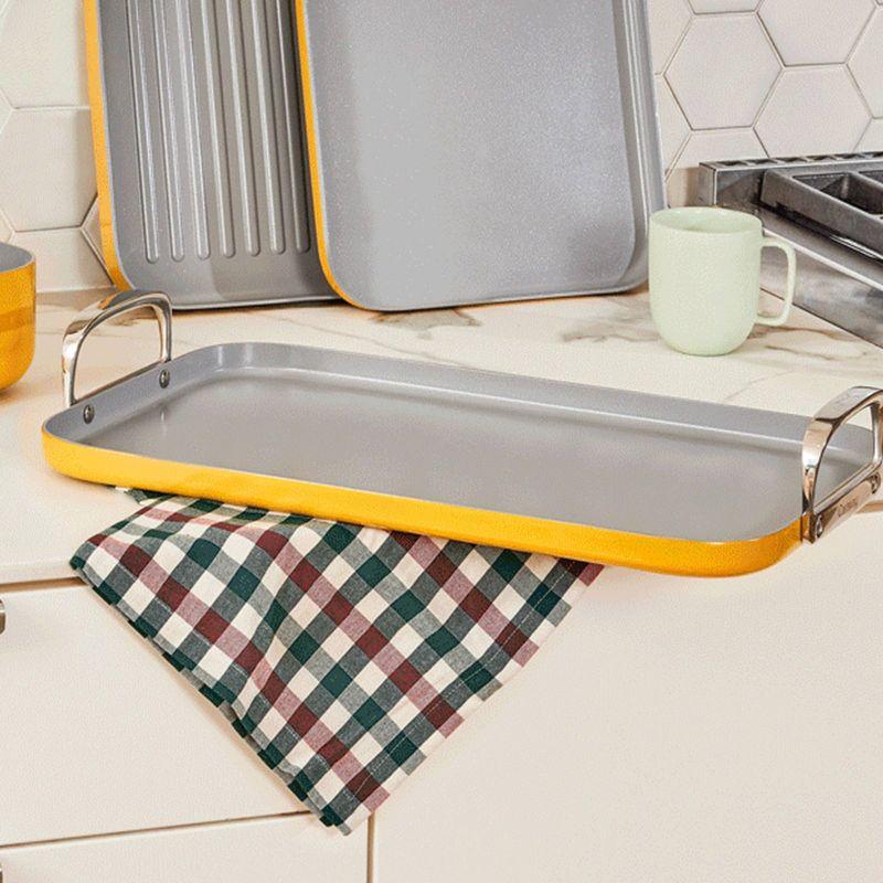 Caraway Home 11.73" Nonstick Square Double Burner Crepe Pan Marigold: Caraway Cookware, Griddle, Hand Wash, 1 Year Warranty