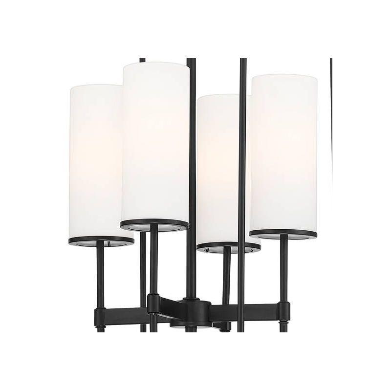 Coal Black Etched White Glass 4-Light Modern Pendant Chandelier