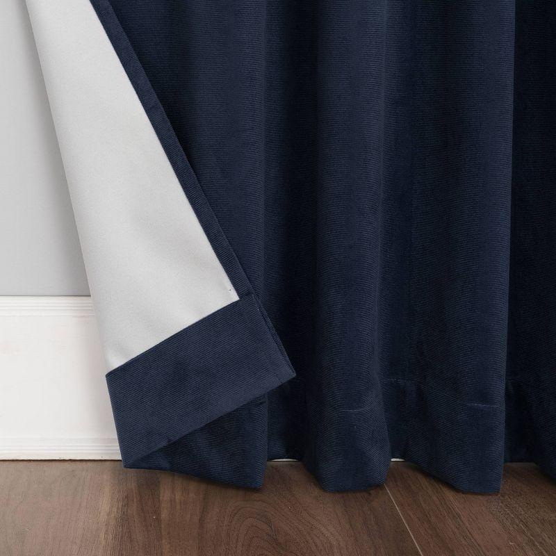 Navy Blue Velvet Thermal Blackout Curtain Panel