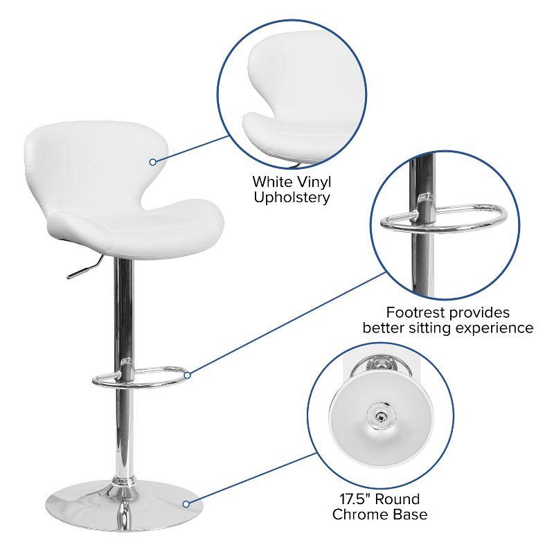 Flash Furniture Contemporary Adjustable Height Barstool with Curved Back and Chrome Base