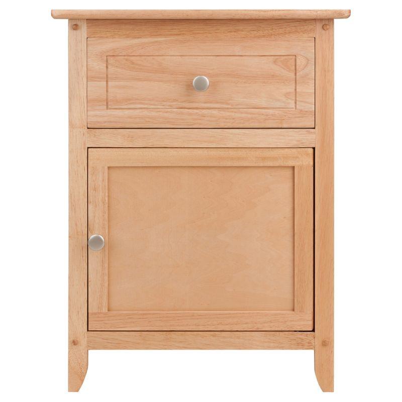 Winsome Eugene Nightstand Natural: Wood Composite Bedside Table with Cabinet Door & Drawer