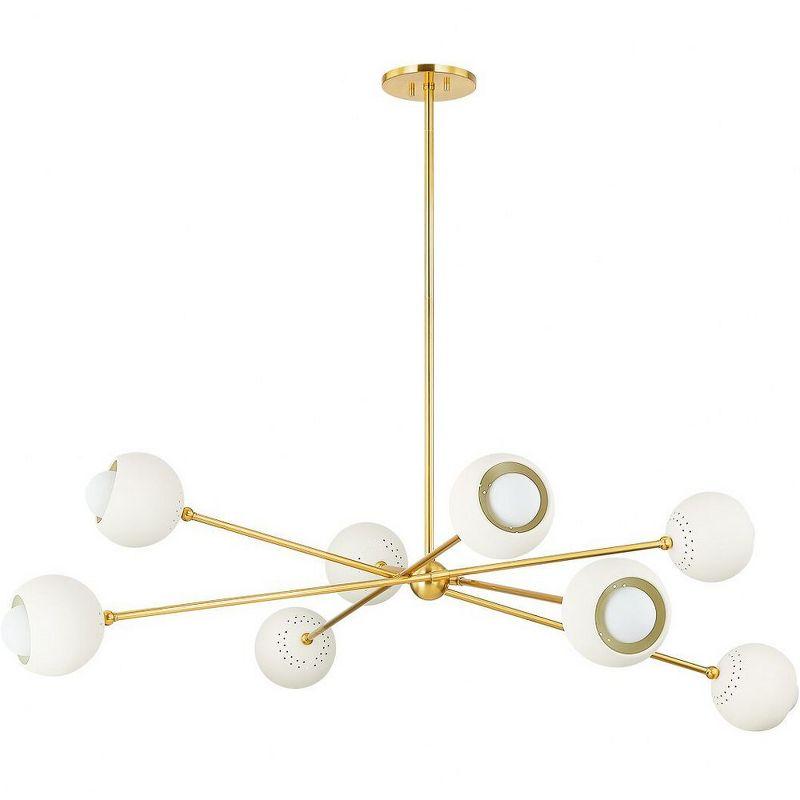 Aged Brass and Soft Cream 8-Light Sputnik Chandelier