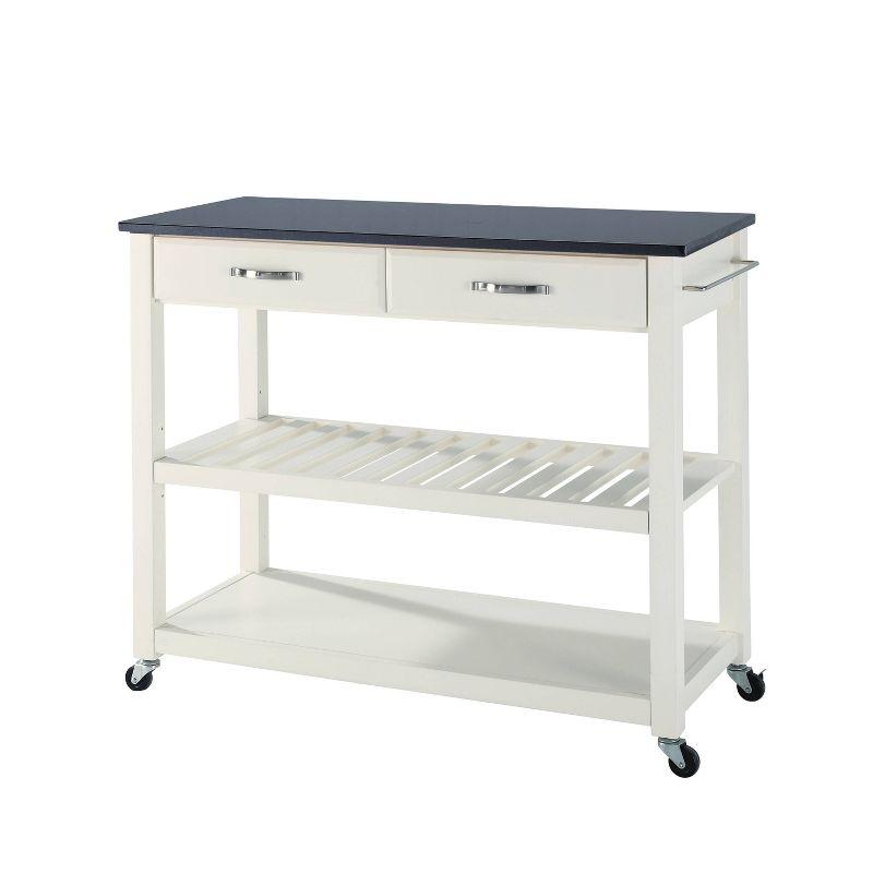 Granite Top Kitchen Prep Cart White/Black - Crosley