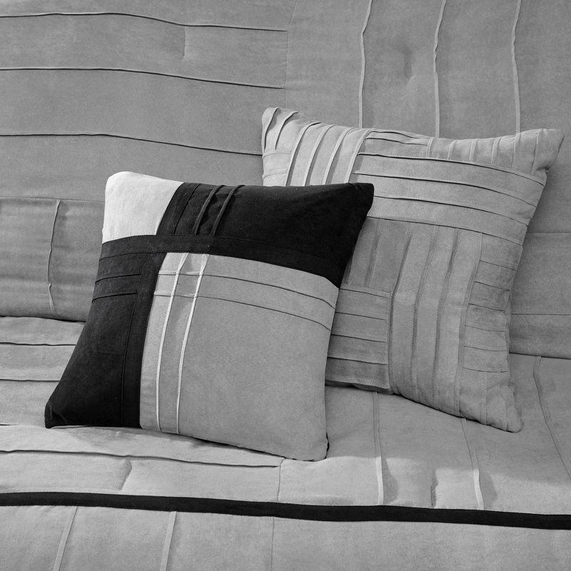 Gray Microsuede Queen 7-Piece Reversible Comforter Set