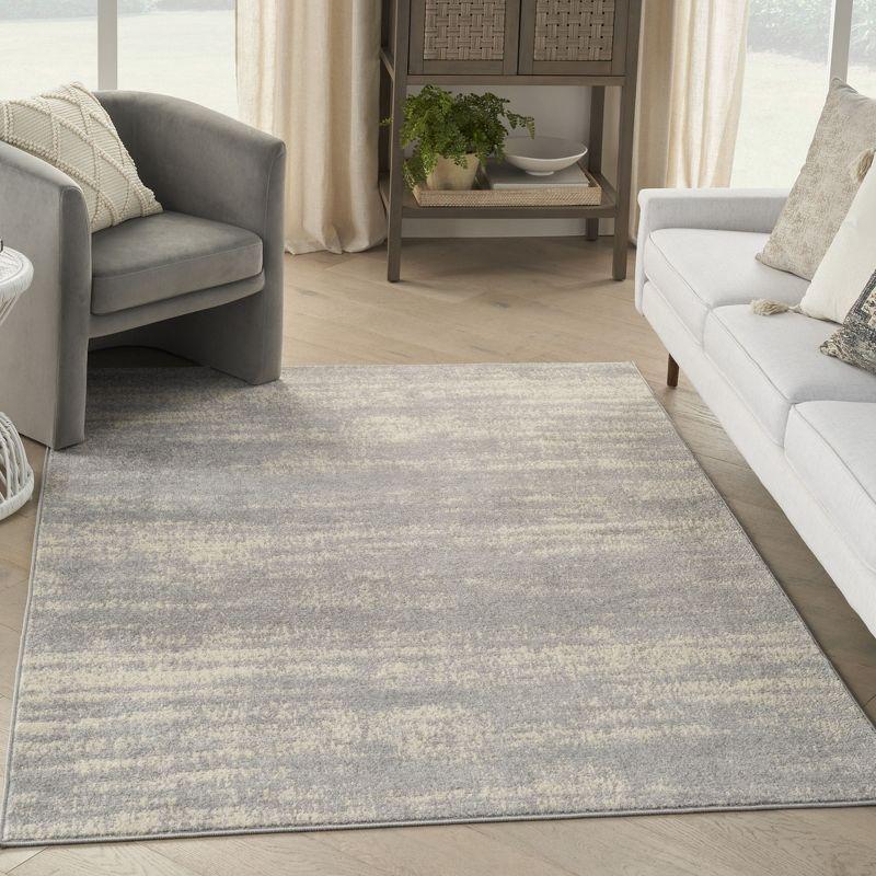 Nourison Essentials Abstract Low Pile Indoor Outdoor Area Rug 5' x 7' Grey/Beige