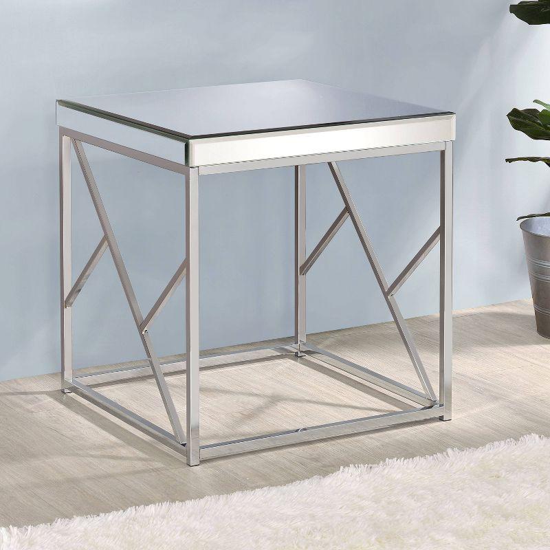 Evelyn 23" Chrome Mirrored Glass Square End Table