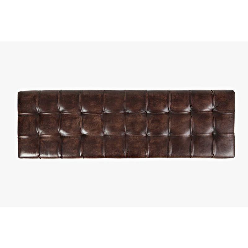 Global Archive 55" Genuine Distressed Leather Ottoman Bench