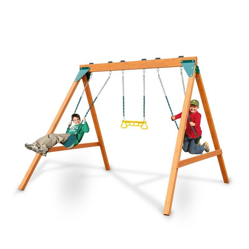 Gorilla Cedar 3-Position Swing Set with Trapeze Bar