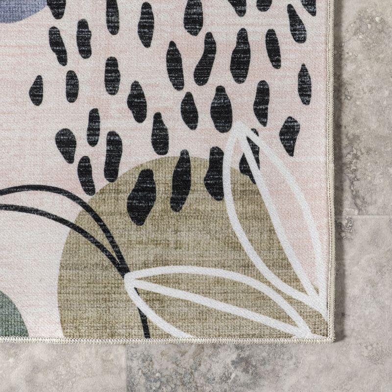 Nuloom Inell Graphic 5x8 Machine Washable Indoor/Outdoor Area Rug for Living Room Patio Deck Front Porch Kitchen, Multicolor/Beige
