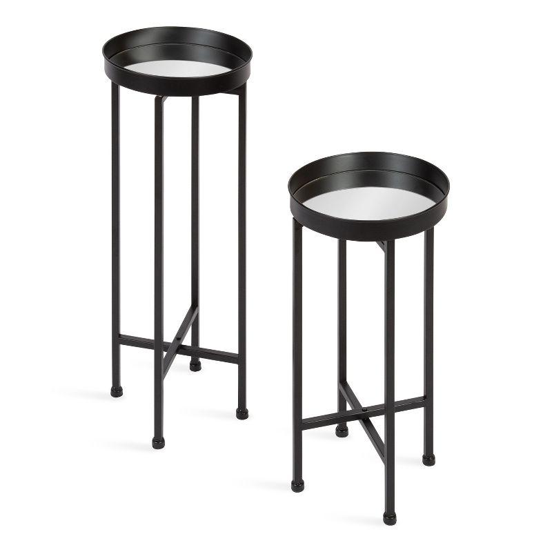 Kate and Laurel Celia Round Metal Nesting Table, 2 Piece, Black