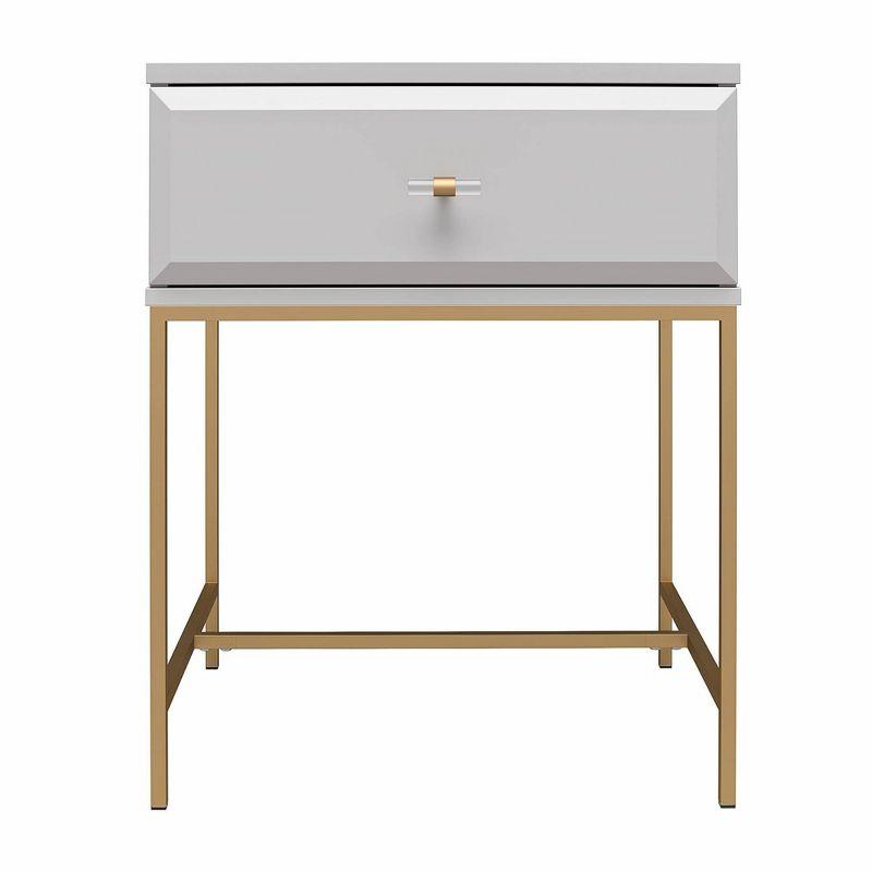 Effie Gray 1-Drawer Nightstand with Gold Accents