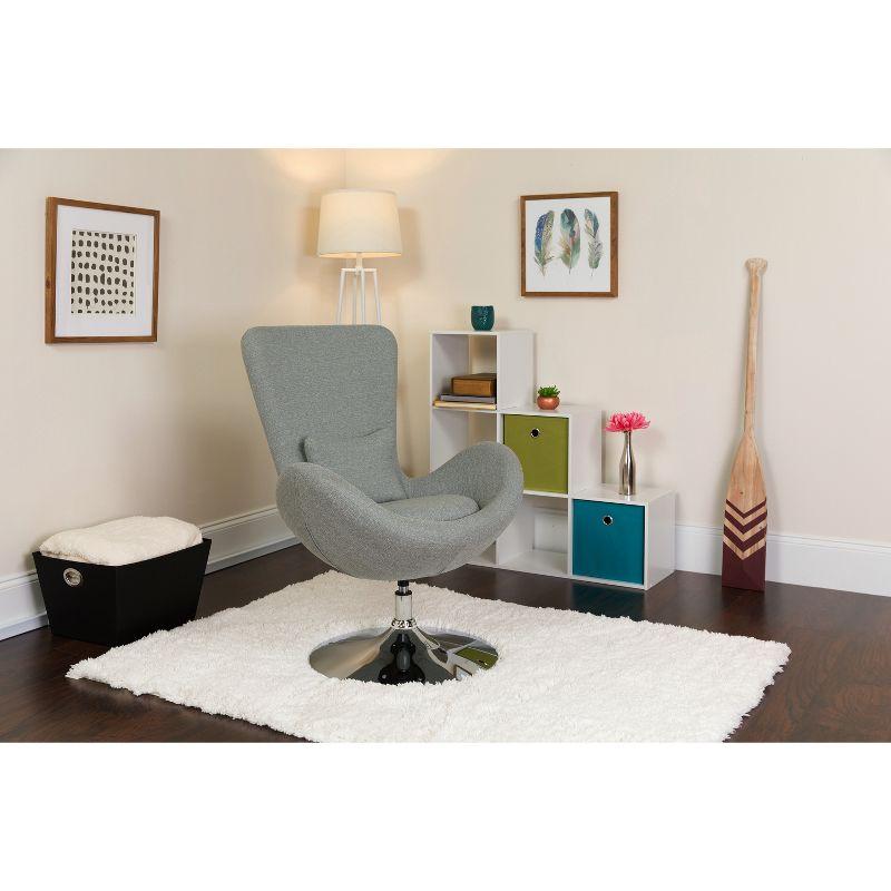 High Back Swivel Reception Chair in Light Gray Fabric with Chrome Base