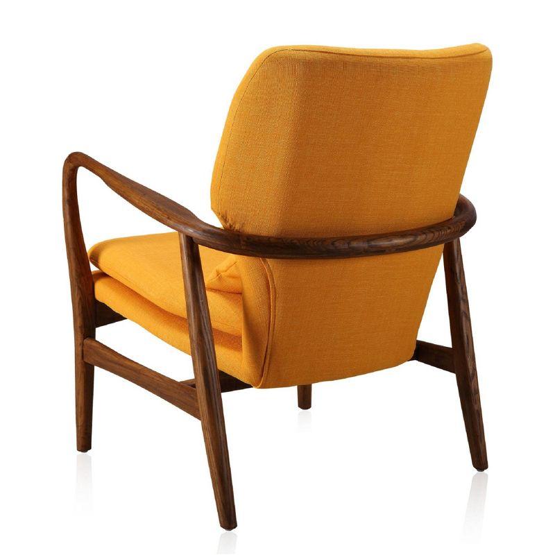 Bradley Mid-Century Yellow and Walnut Solid Wood Accent Chair and Ottoman