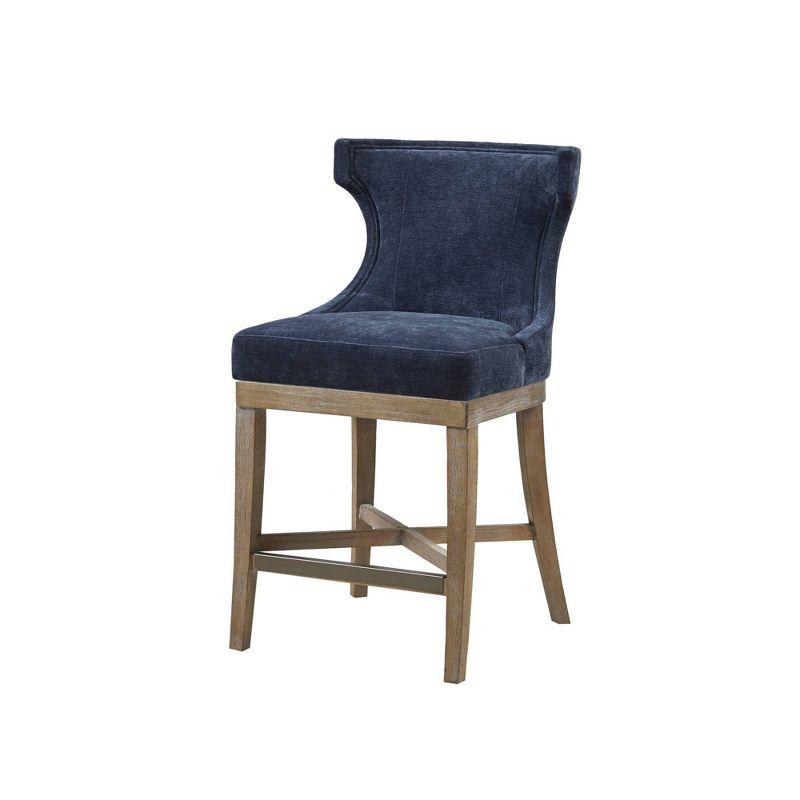 Carson Navy Swivel Counter Stool with Wood and Acrylic