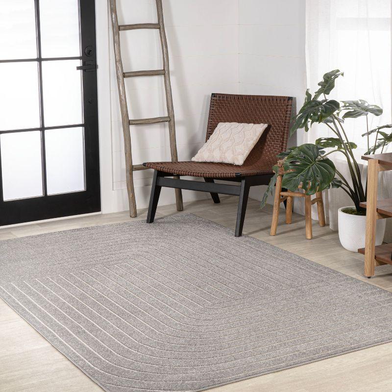 Odense Minimalist Geometric Gray/Ivory 4' x 6' Synthetic Area Rug