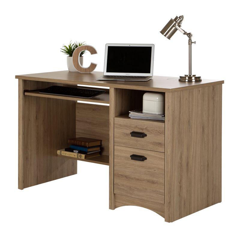 Gascony Computer Desk with Keyboard Tray Rustic Oak - South Shore: Modern Hutch Design, CPU Storage, Laminate Surface