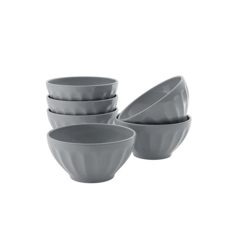 Powder Grey Ceramic Microwave Safe Cereal Bowls, Set of 6