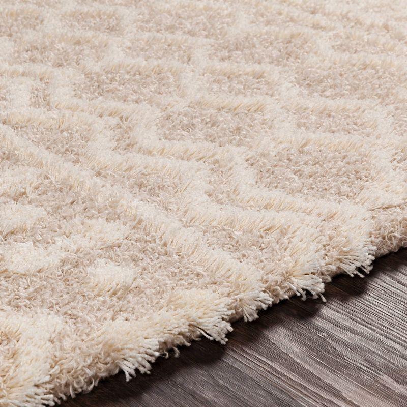 Livabliss 2'7"x5' Pinnacle Shag Global Rug Cream: High Pile, Stain & Fade-Resistant, Traditional Style