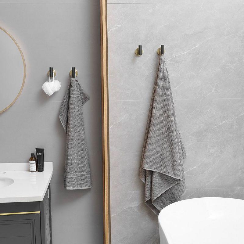 BWE 4-Pieces Round Shape J-Hook Robe/Towel Hook Wall Mount Bathroom Storage Modern