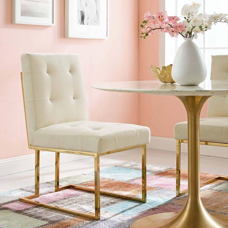 Privy Gold Stainless Steel Performance Velvet Dining Chair Gold/Ivory - Modway