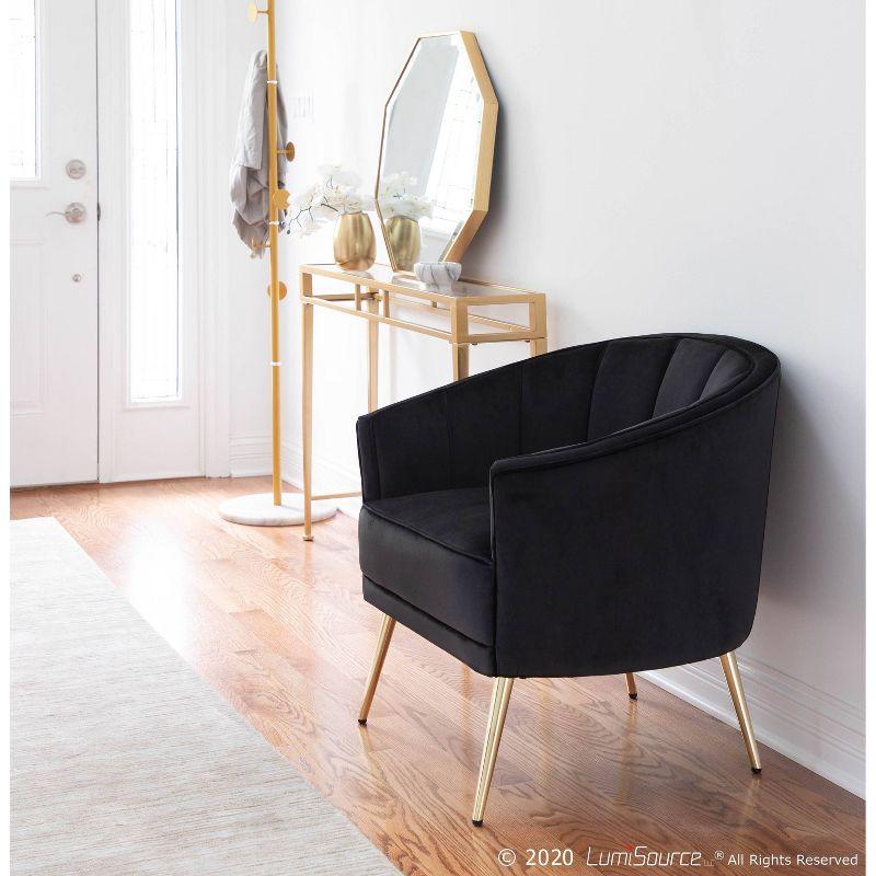 Chic Black Velvet Barrel Accent Chair with Gold Metal Legs