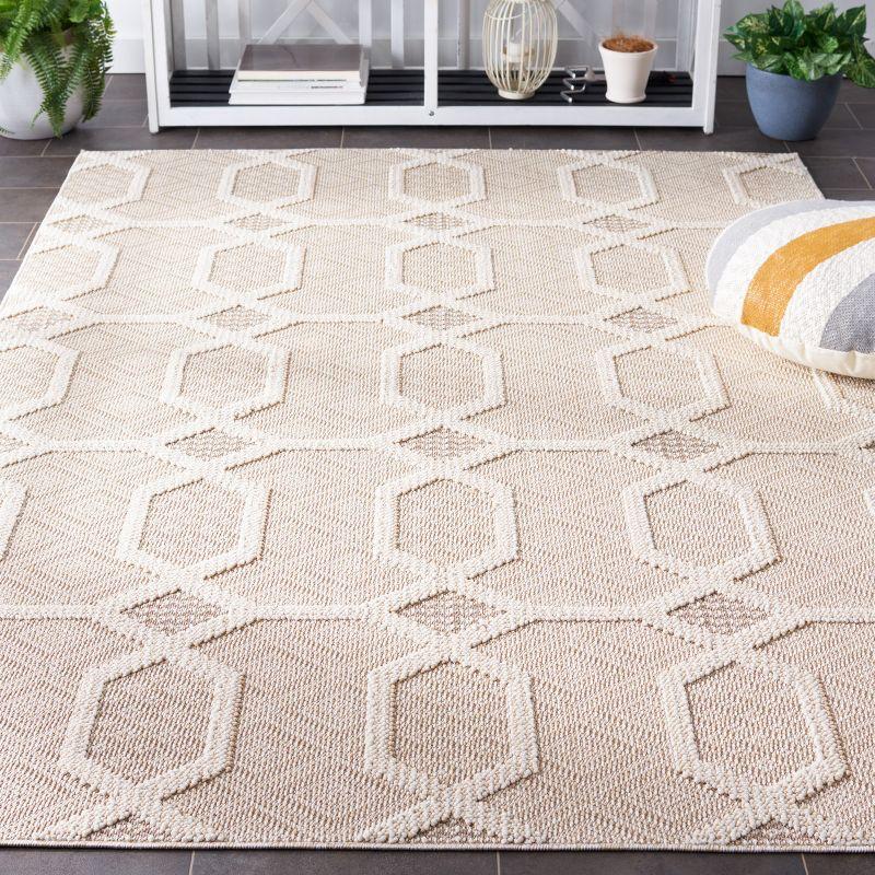 Ivory Rectangular Stain-Resistant Synthetic Area Rug