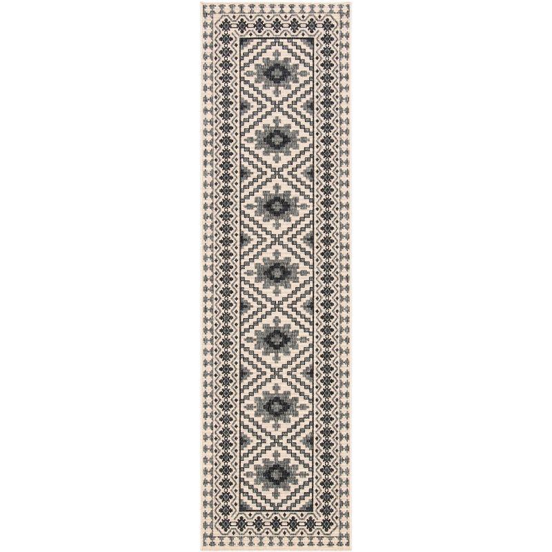 Veranda VER099 Power Loomed Indoor/Outdoor Runner Rug - Ivory/Slate - 2'3"x10' - Safavieh
