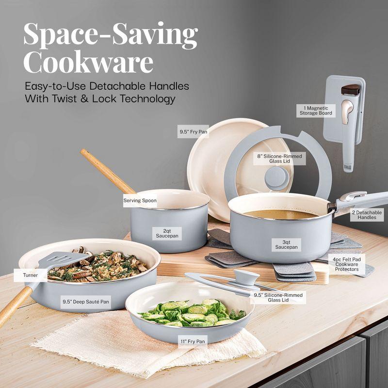 Gotham Steel Gotham Steel 18 Piece Detachable Handle Ceramic Nonstick Cookware Set