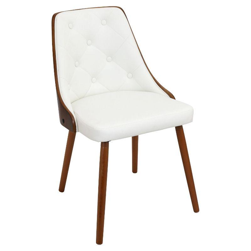 White Faux Leather Upholstered Side Chair with Wood Frame