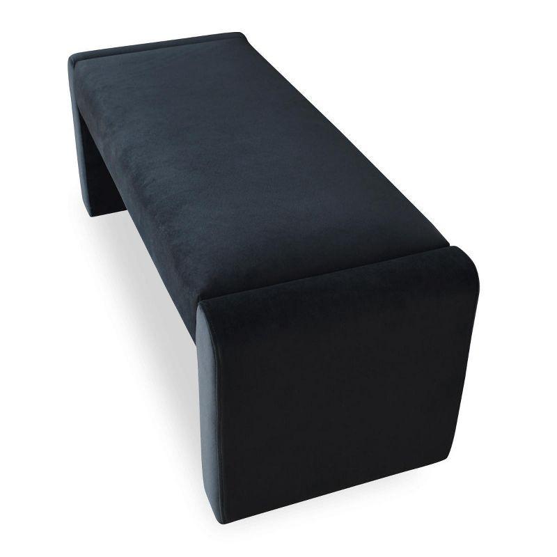Kaia 47" College Navy Blue Velvet Waterfall Upholstered Bench-Maison Boucle