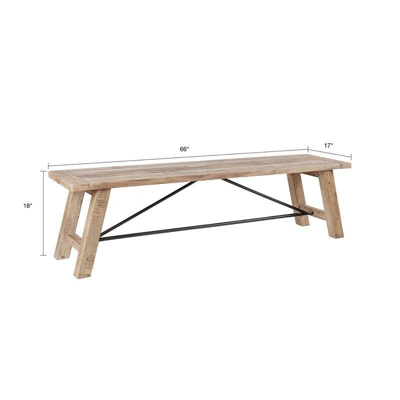Ink+Ivy Sonoma Dining Bench Natural: Mid-Century Modern Pine & Metal Frame, Seats 2, 400lb Capacity
