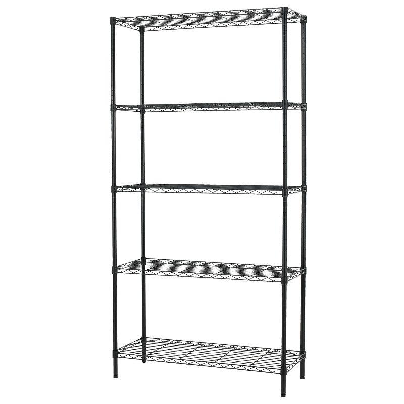 Black Adjustable 6-Shelf Industrial Steel Wire Rack