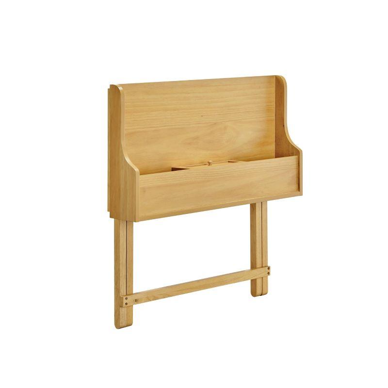 Sleek Natural Finish Foldable Writing Desk with Storage Drawer