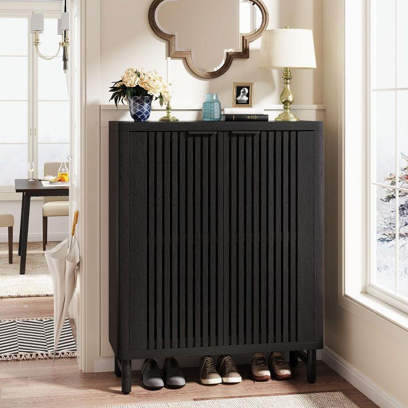 Tribesigns 6-Tier Shoe Cabinet with Louvered Doors, Black