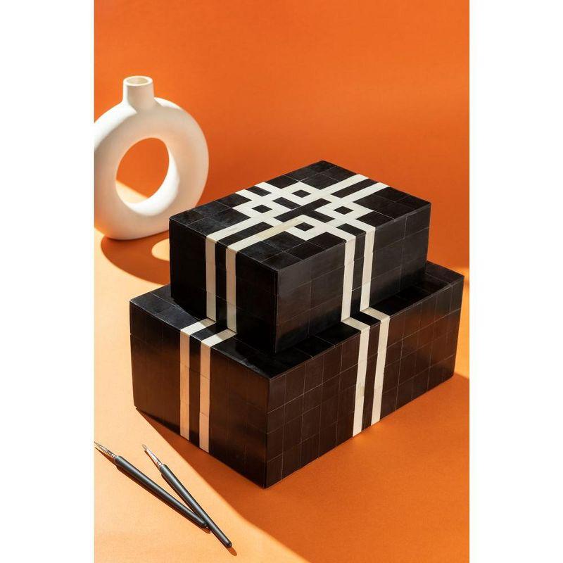 Bindra Black and Ivory Decorative Boxes Set of 2