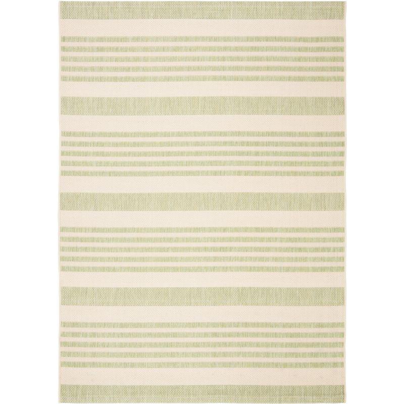 Beige & Sweet Pea Striped Easy-Care Wool Blend Area Rug - 5'3" x 7'7"