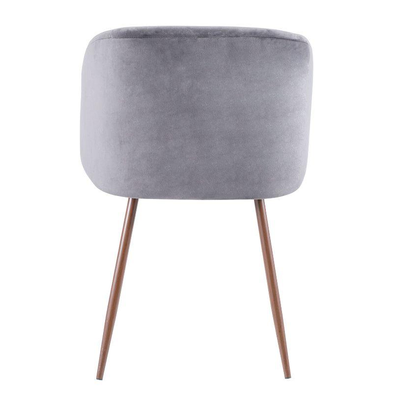 Gray Velvet Upholstered Parsons Side Chair with Metal Legs