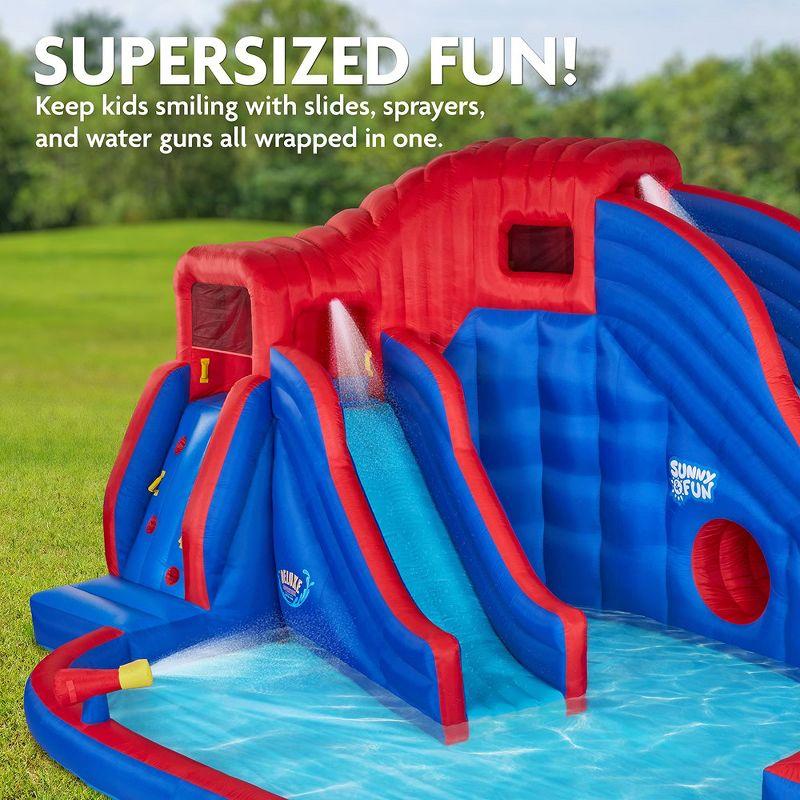 Sunny & Fun Inflatable Kids Backyard Water Slide Park w/Slides & Pool