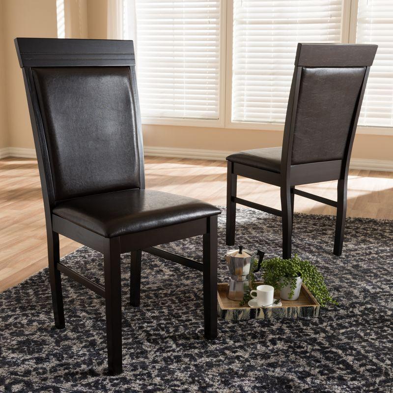 Set of 2 Thea Modern And Contemporary Faux Leather Upholstered Dining Chairs Dark Brown - Baxton Studio