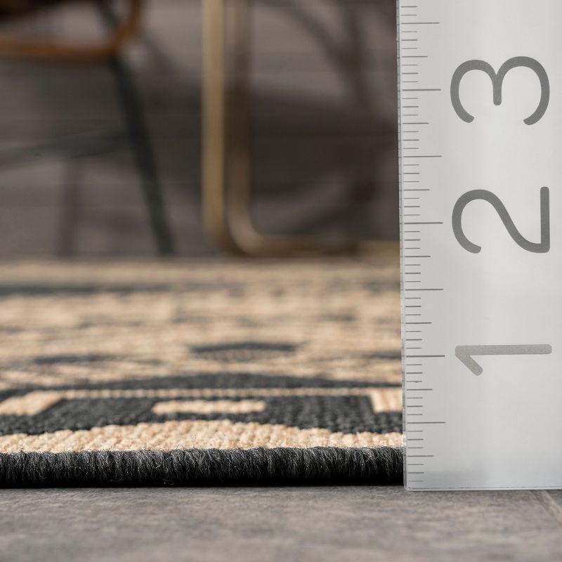 Nuloom Landry Geometric 2x8 Indoor/Outdoor Runner Rug for Living Room Patio Deck Front Porch Entryway Hallway Kitchen, Charcoal/Ivory