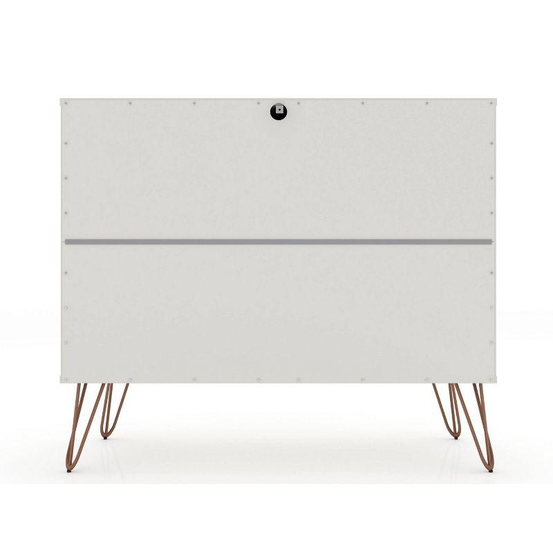 Rockefeller Dresser Off-White/Natural - Manhattan Comfort: Mid-Century 3-Drawer Bedroom Storage