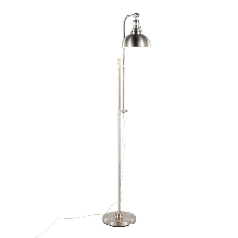 Emery Adjustable Nickel Industrial Floor Lamp with Metal Shade