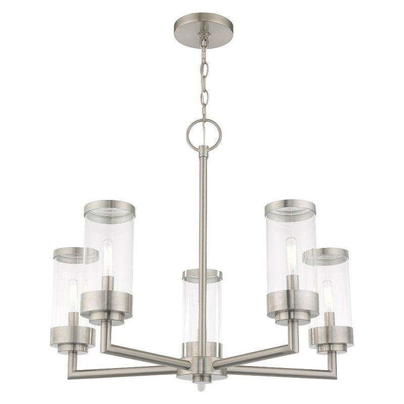 Taylen 5 - Light Stainless Steel Cylinder Chandelier