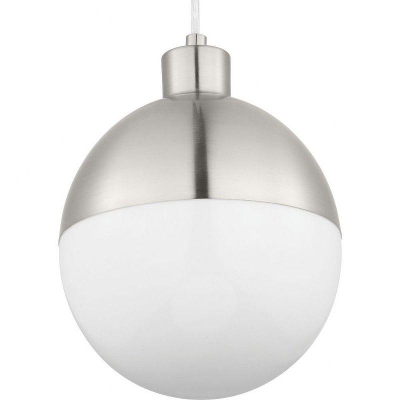 Progress Lighting, Globe Collection, 1-Light Pendant, Brushed Nickel, Opal Glass Shade