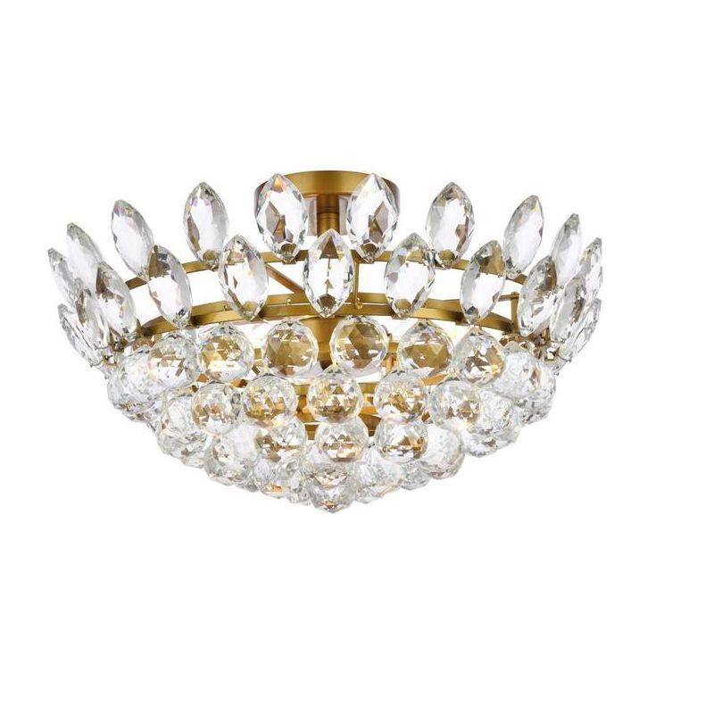 Emilia 18'' Brass and Crystal Flush Mount Light