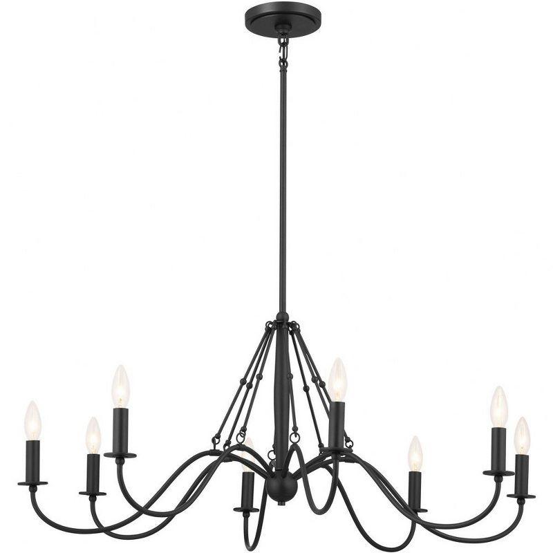 Textured Black 8-Light Candle Chandelier with Anvil Iron Finish